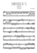 Téléchargez l'arrangement pour piano de la partition de Symphonie N°41, extrait en PDF